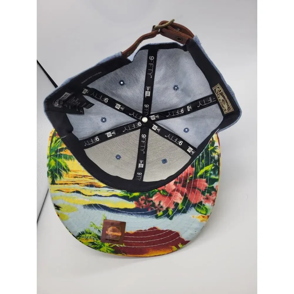 New Era NY Knicks Hardwood Classics 9Fifty Blue Denim Floral Strapback Hat M/L - Picture 7 of 10
